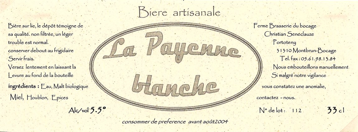 etiquette BRASSERIE DU BOCAGE MONTBRUN 34
