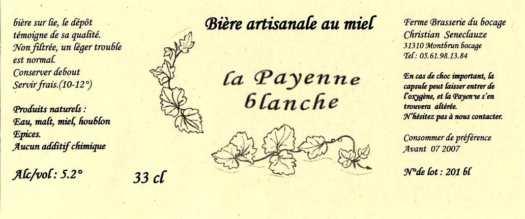etiquette BRASSERIE DU BOCAGE MONTBRUN 35