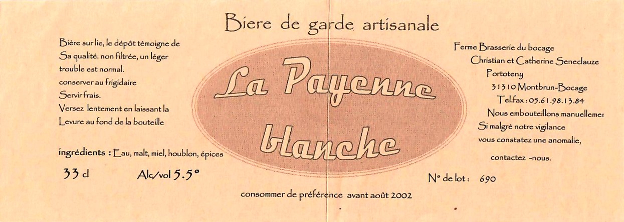 etiquette BRASSERIE DU BOCAGE MONTBRUN 36