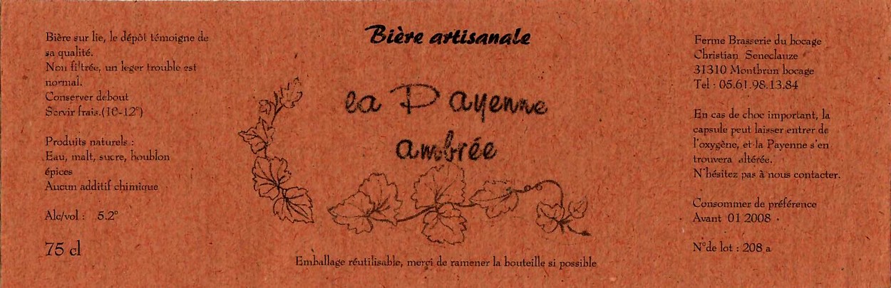 etiquette BRASSERIE DU BOCAGE MONTBRUN 40