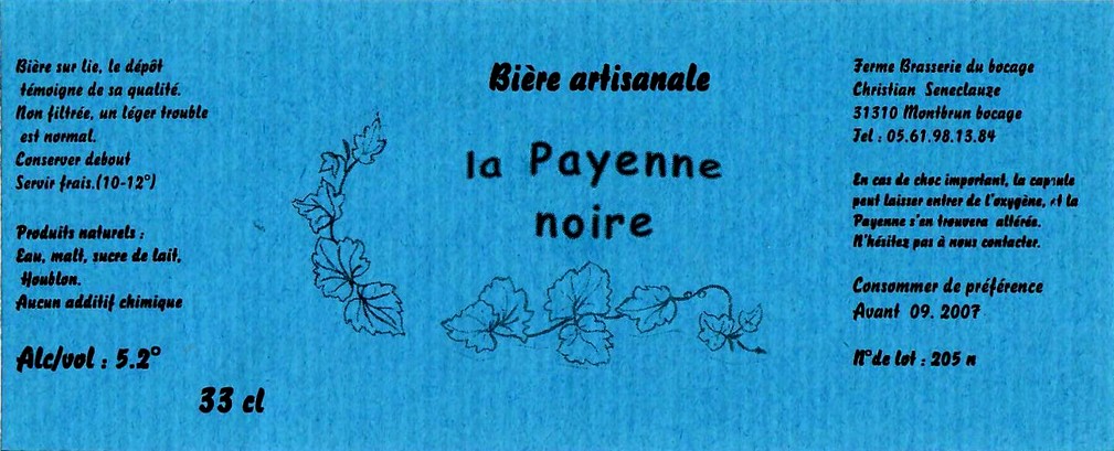etiquette BRASSERIE DU BOCAGE MONTBRUN 42