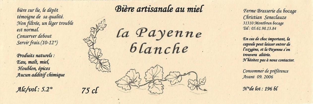 Etiquette BRASSERIE DU BOCAGE 31 47