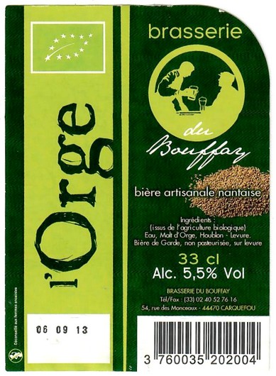 Etiquette BRASSERIE DU BOUFFAY 46
