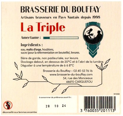 Etiquette BRASSERIE DU BOUFFAY 54B
