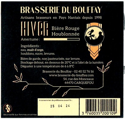 Etiquette BRASSERIE DU BOUFFAY 56B