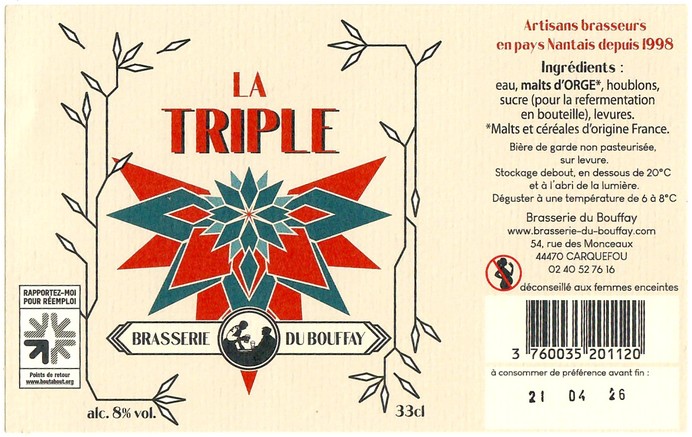 Etiquette BRASSERIE DU BOUFFAY 62