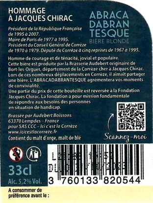 Etiquette BRASSERIE DU BOUGNAT 63 01B