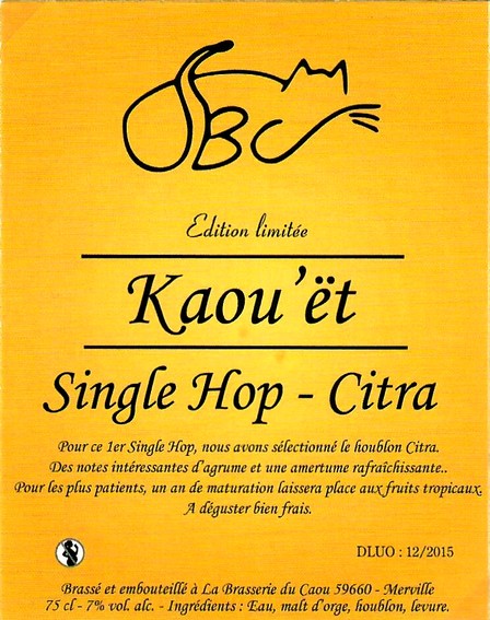 etiquette BRASSERIE DU CAOU 96