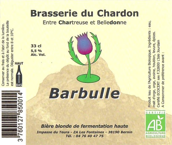 Etiquette BRASSERIE DU CHARDON 77