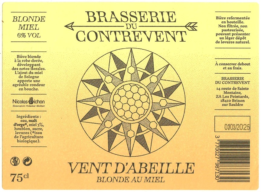 Etiquette BRASSERIE DU CONTREVENT 12