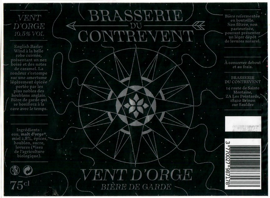 Etiquette BRASSERIE DU CONTREVENT 18