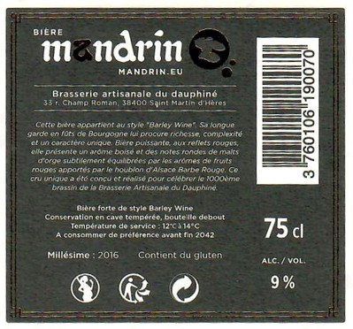 Etiquette BRASSERIE DU DAUPHINE 23B