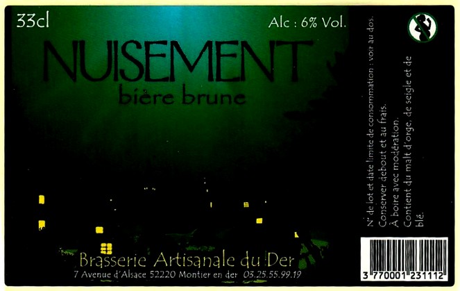 etiquette BRASSERIE DU DER 37