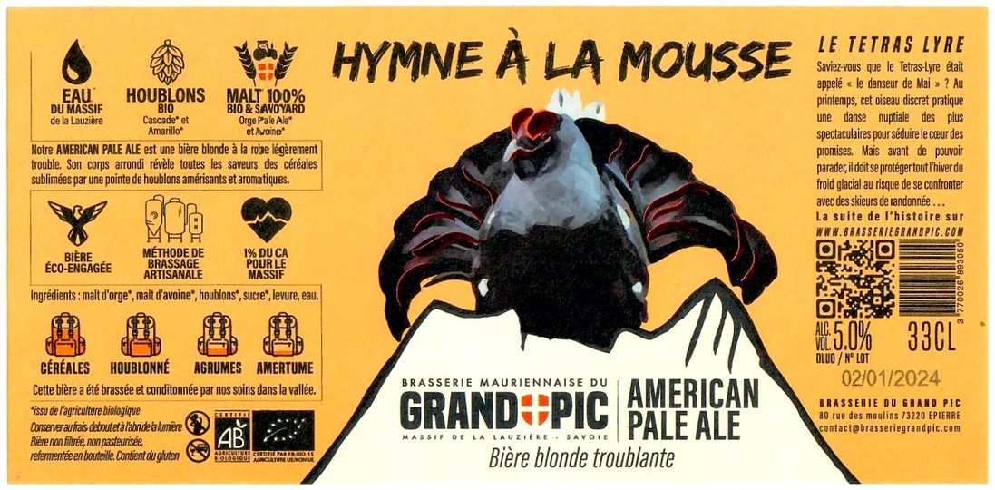 Etiquette BRASSERIE DU GRAND PIC 06