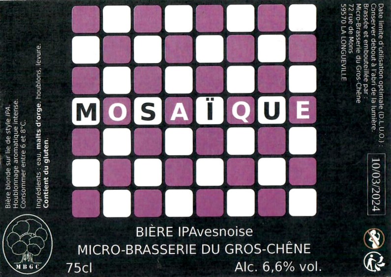 Etiquette BRASSERIE DU GROS CHENE 06