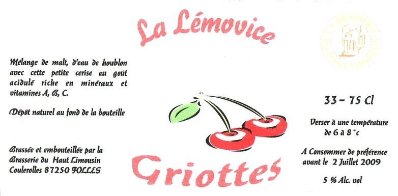 Etiquette BRASSERIE DU HAUT LIMOUSIN 24