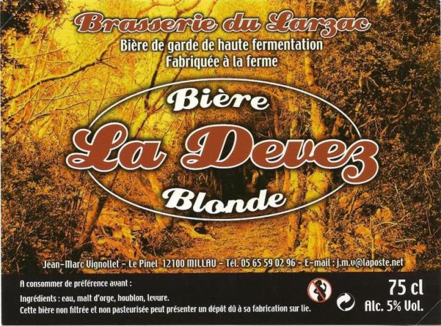 etiquette BRASSERIE DU LARZAC 07