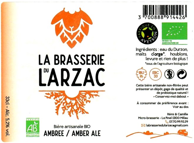 etiquette BRASSERIE DU LARZAC 19