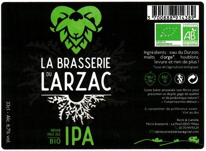 etiquette BRASSERIE DU LARZAC 20