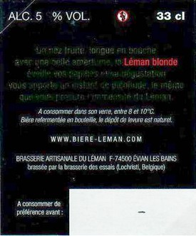 Etiquette BRASSERIE DU LEMAN 01B