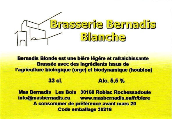 etiquette BRASSERIE DU MAS BERNADIS 05