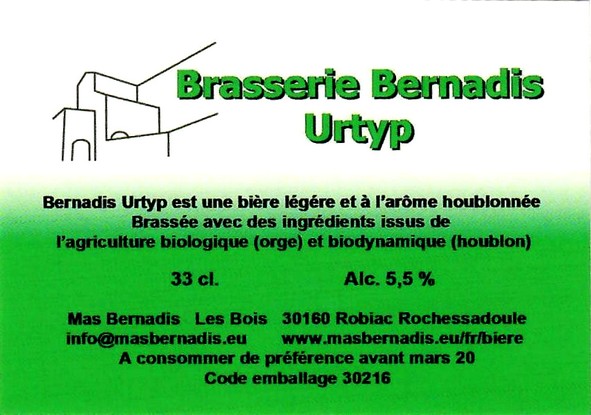 etiquette BRASSERIE DU MAS BERNADIS 06