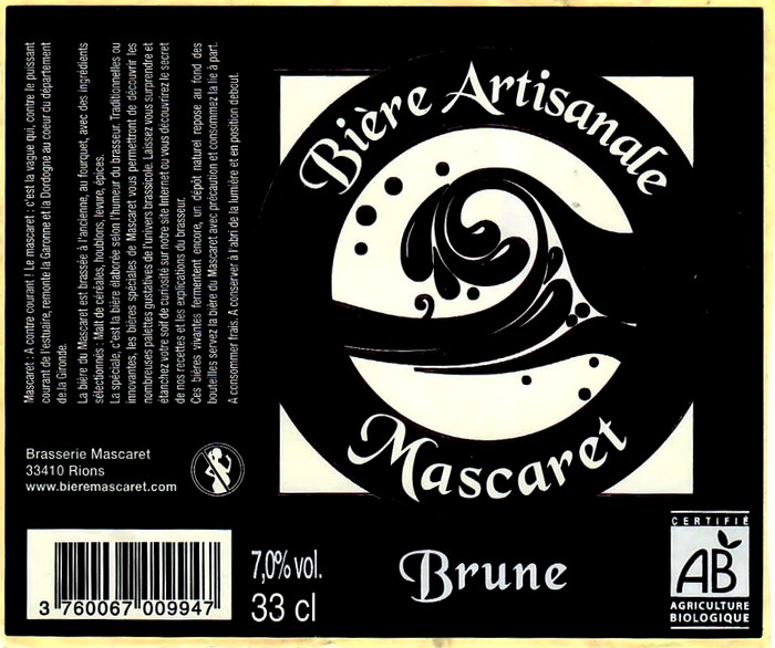 etiquette BRASSERIE DU MASCARET 39