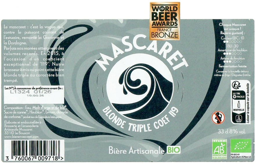 Etiquette BRASSERIE DU MASCARET 52