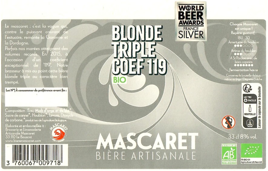 Etiquette BRASSERIE DU MASCARET 54