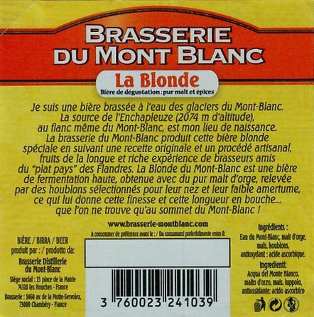 Etiquette BRASSERIE DU MONT BLANC 12B