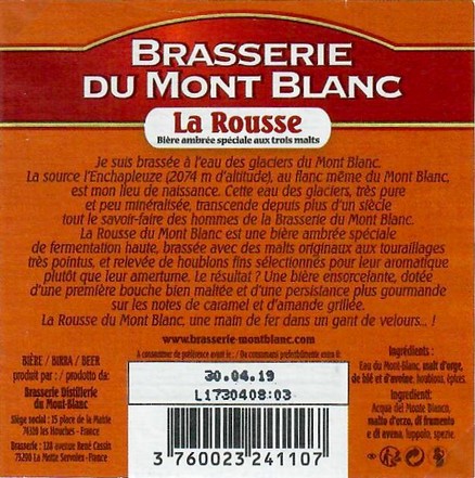 Etiquette BRASSERIE DU MONT BLANC 32B