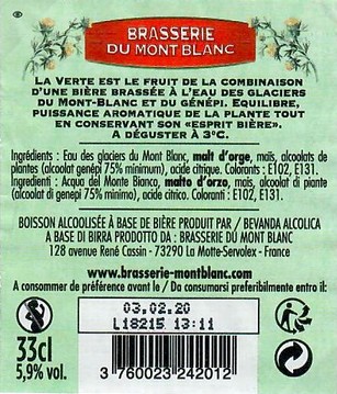 Etiquette BRASSERIE DU MONT BLANC 37B