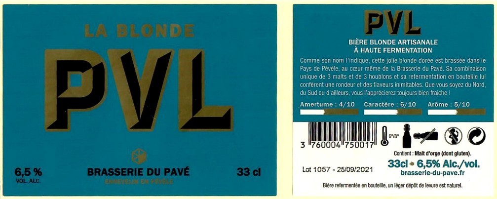 Etiquette BRASSERIE DU PAVE 44