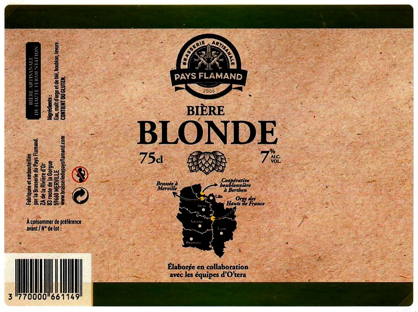 etiquette BRASSERIE DU PAYS FLAMAND 158