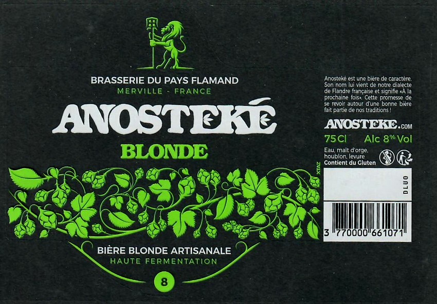 etiquette BRASSERIE DU PAYS FLAMAND 165