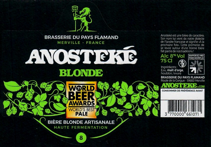 etiquette BRASSERIE DU PAYS FLAMAND 180