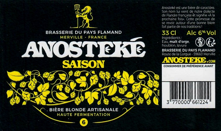 etiquette BRASSERIE DU PAYS FLAMAND 181