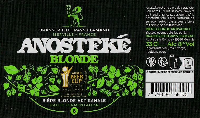 Etiquette BRASSERIE DU PAYS FLAMAND 340