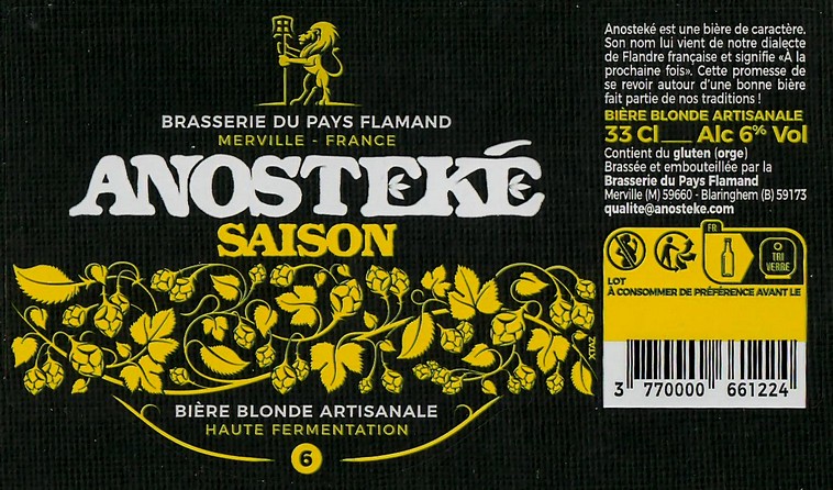 Etiquette BRASSERIE DU PAYS FLAMAND 341