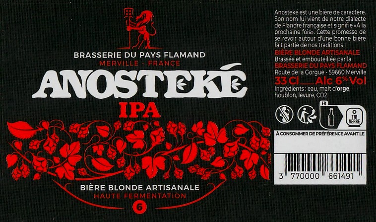 Etiquette BRASSERIE DU PAYS FLAMAND 345