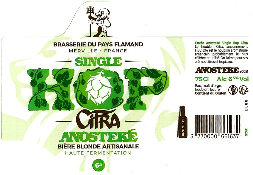 Etiquette BRASSERIE DU PAYS FLAMAND 353