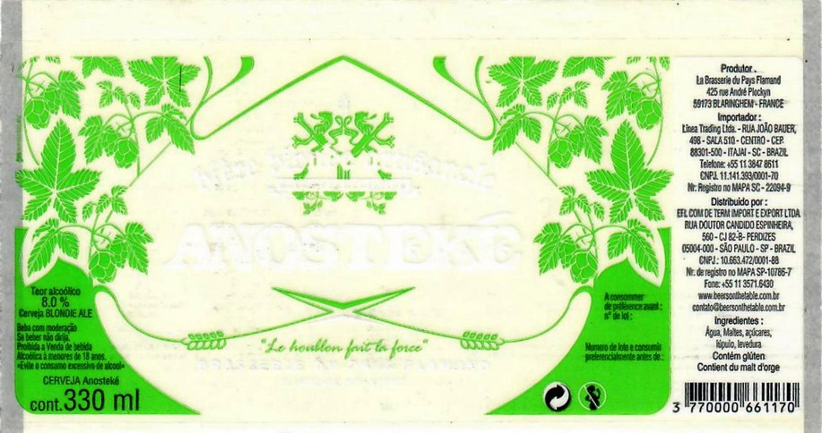 etiquette BRASSERIE DU PAYS FLAMAND 43