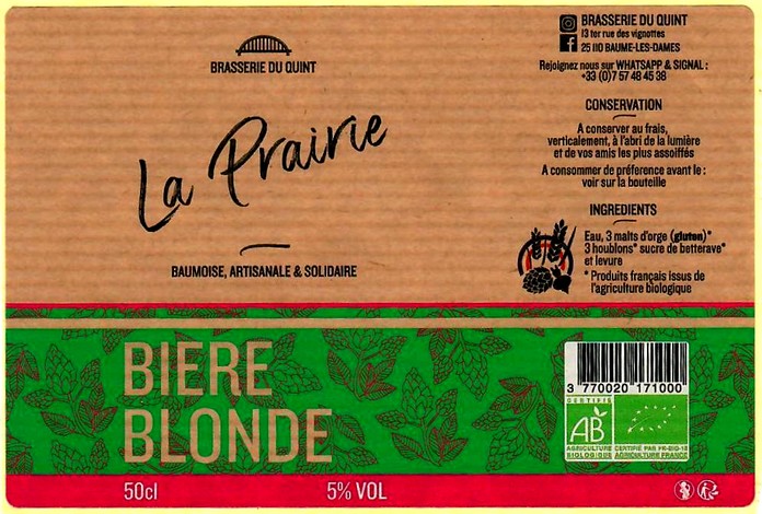 etiquette BRASSERIE DU QUINT 01