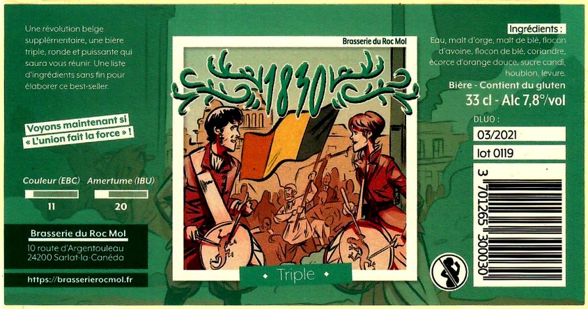 etiquette BRASSERIE DU ROC MOL 04