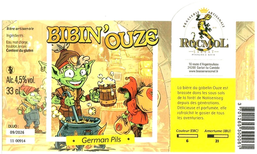 Etiquette BRASSERIE DU ROC MOL 12