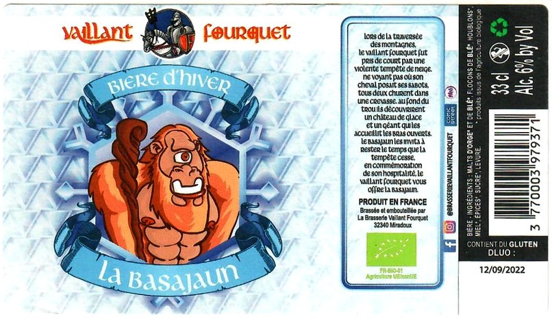 etiquette BRASSERIE DU VAILLANT FOURQUET 38