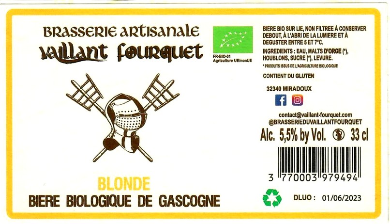 etiquette BRASSERIE DU VAILLANT FOURQUET 40