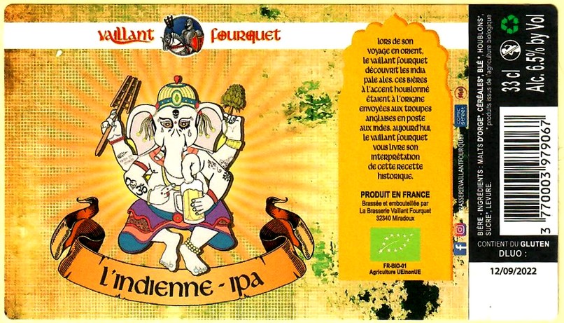 etiquette BRASSERIE DU VAILLANT FOURQUET 43