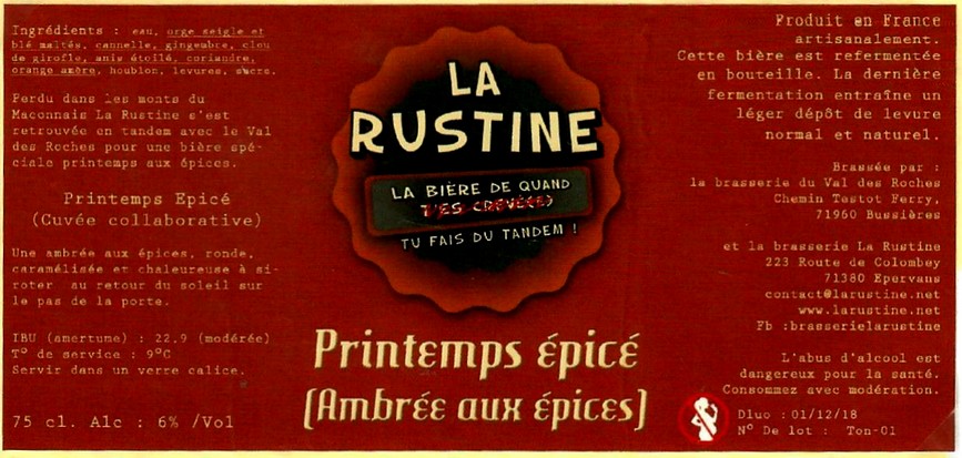 Etiquette BRASSERIE DU VAL DES ROCHES 05