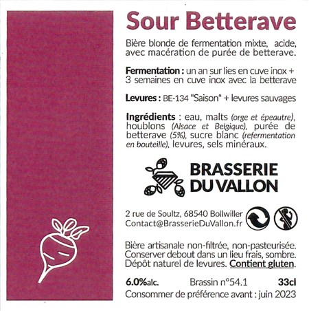 Etiquette BRASSERIE DU VALLON 09